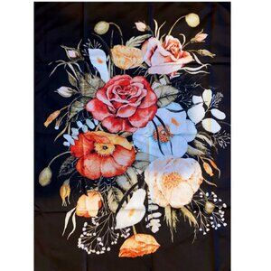 Black Flowers Floral Tapestry‎ Hanging Wall Decor
